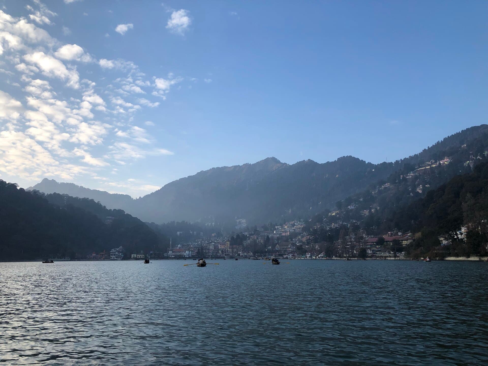 Nainital Lake surrounded by scenic hills and attractions in Nainital, Uttarakhand