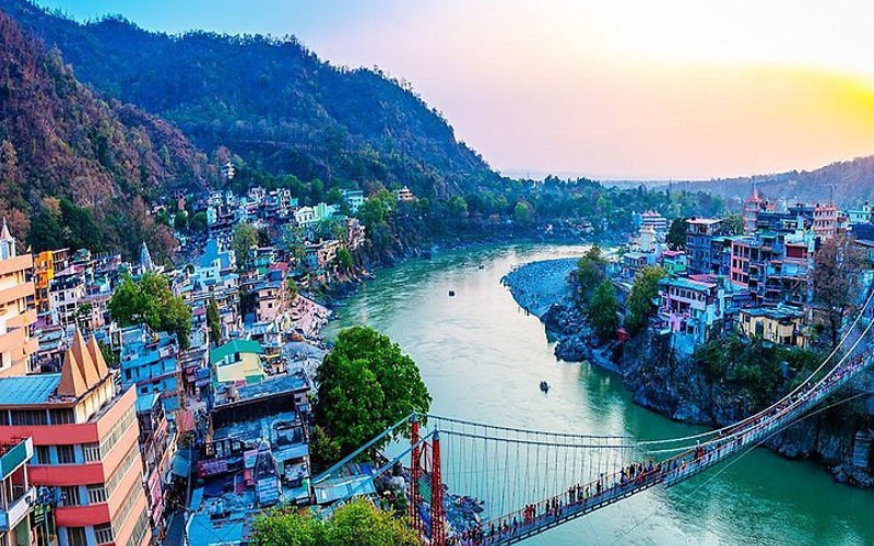 "Triveni Ghat on the banks of the Ganges in Rishikesh, Uttarakhand"