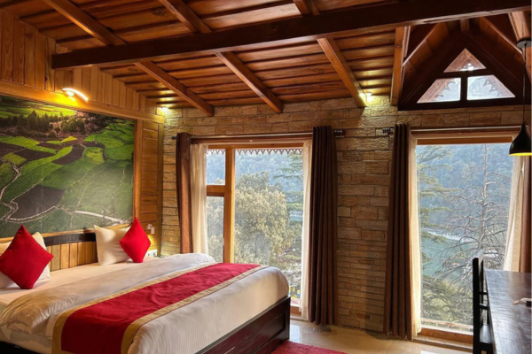 Photo of a cozy budget homestay with mountain backdrop Nainital. 