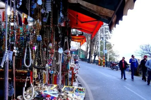 Mall Road shops with colorful displays.