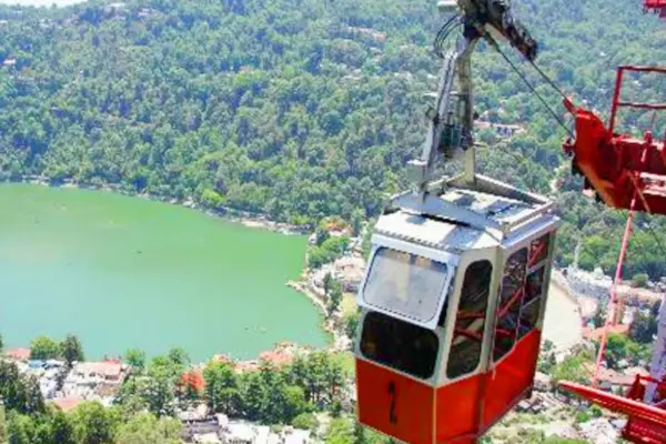 Picture of Naina Devi Temple and the aerial cable car ride.